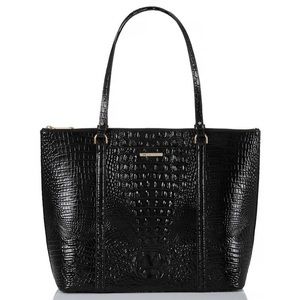 Brahmin Jules black croc embossed genuine leather extra large tote NWOT
